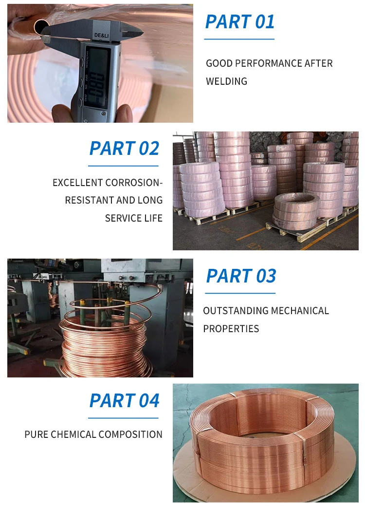 C10100 C11000 C12200 Refrigeration Copper Tube Copper Pipes Air Conditioner Copper Tubing Coil